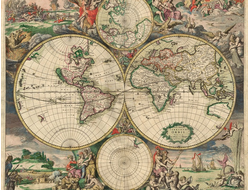 Картина обогреватель, фото старинной карты мира 1689