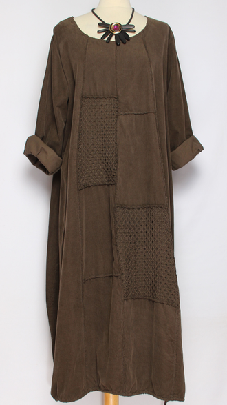 Платье Бохо вельветовое "Сетка трикотажная спинка" шоколад до р.56