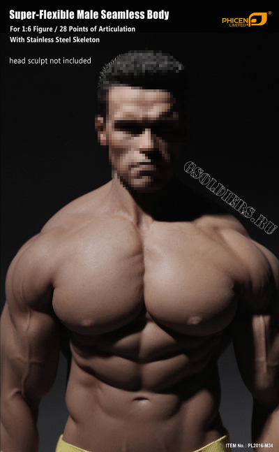 Супер-подвижное бесшовное мужское тело (телоид) PL2016-M34 1/6 Super flexible Male Seamless Body - PHICEN