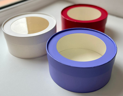 Коробка круглая для зефира, печенья с/о (лаванда), Д160*70мм