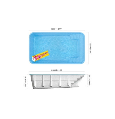 Композитный бассейн 6,5 х 3,67 х 1,4-1,65 "Бордо" Franmer