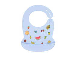 Нагрудник из пищевого силикона Фрукты Голубой