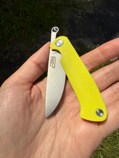 Фрикционный складной нож Микрос сталь VG10, рукоять G10, цвет желтый
