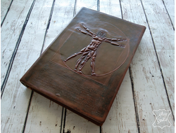 блокнот с тиснением, подарок руководителю, ежедневник да винчи, кожаный блокнот, кожаный ежедневник