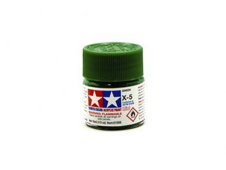 X-5 GREEN GLOSS, ACRYLIC PAINT MINI 10 ML. (ЗЕЛЁНЫЙ ГЛЯНЦЕВЫЙ) TAMIYA