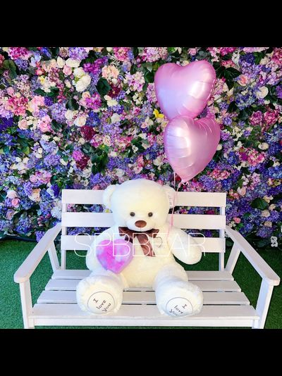 Подарочный набор №2 - Плюшевый мишка 120 см, Шары сердца 2, Киндер бокс средний