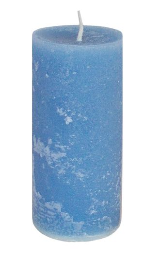 Свеча столбик рустик голубой 4x9 см.