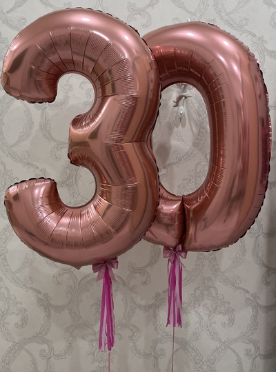 Шар-цифра 102 см с гелием Розовое золото