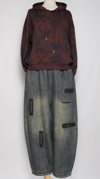 Джинсы "Цветные швы" синие р.48-54