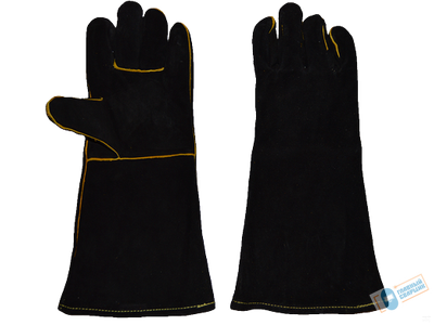 Краги спилковые с подкладкой (черные), 35 см (К1403)