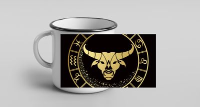Кружка металлическая эмалированная с символикой &quot;Быка&quot; №1