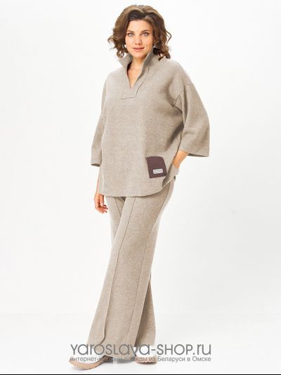 Женский 2-х предметный трикотажный костюм, состоящий из туники и брюк