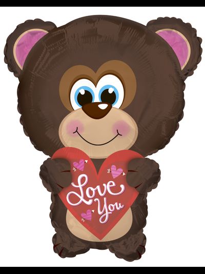 Шар 22''/56 см "Голубоглазый мишка с сердцем"