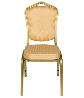 Банкетный стул Квадро 25мм - золотой, бежевая корона