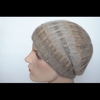 Ореховый женский берет из мохера и альпака Vizio Италия 6916