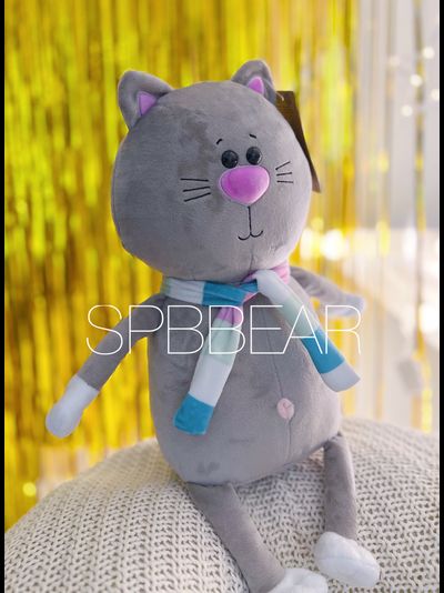 Плюшевый кот 40 см серый Томас