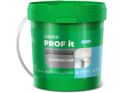 Краска потолочная акриловая ЛАКРА PROF IT для потолков Супербелая 25 кг