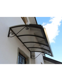 Металлический козырек односкатный дугообразный с декором (артикул МКС15)