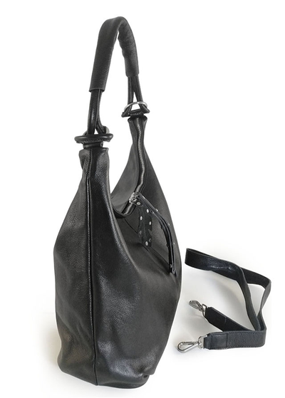 (АРТИКУЛ: 8403/1) СУМКА МЕШОК, СРЕДНЕГО РАЗМЕРА, НАТУРАЛЬНАЯ КОЖА, ЧЕРНАЯ, ЧЕРЕЗ ПЛЕЧО