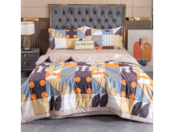 Комплект постельного белья 1.5 спальное или Евро сатин с одеялом покрывалом рисунок Абстракция OB118
