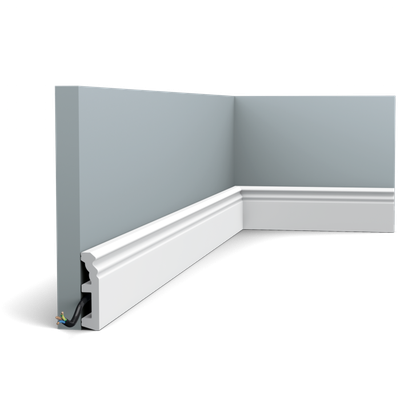 Плинтус ORAC Decor SX195, дюрополимерный, влагостойкий, ударопрочный, под покраску, длина 2 метра