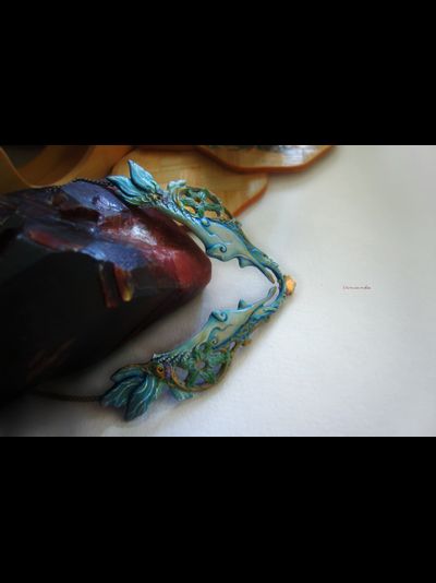 Коллекционное украшение из фарфора - колье с лебедями "Музыка солнечной птицы"