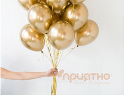 Фонтан из 20 воздушных шаров "Золото, хром"