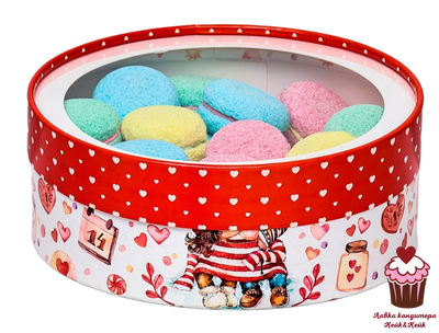 Коробка КРУГЛАЯ шляпная 14 февраля, диаметр 21м h7см