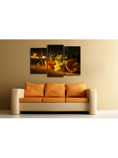 Модульная картина "Виноград с апельсином"