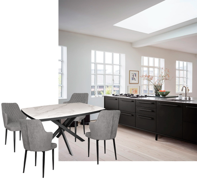 Aramis черный/керамика белый мрамор 140(+40)х90