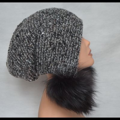 Белая с черным шапка ушанка с помпонами Vizio Италия 6147