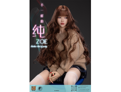 Женская голова (скульпт) с длинными каштановыми волосами и подвижными глазами - 1/6 scale Out of School series Zoe Head Sculpt (I8-H005A) - I8Toys