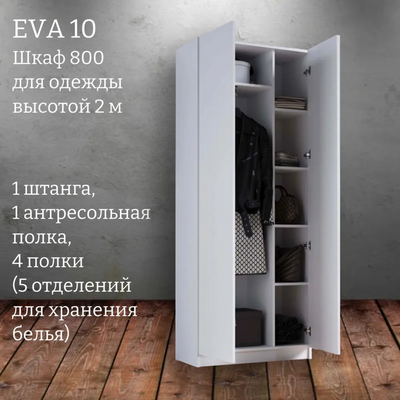 Шкаф распашной "Eva 10" (Ева) 800 высотой 2 м (Микс)