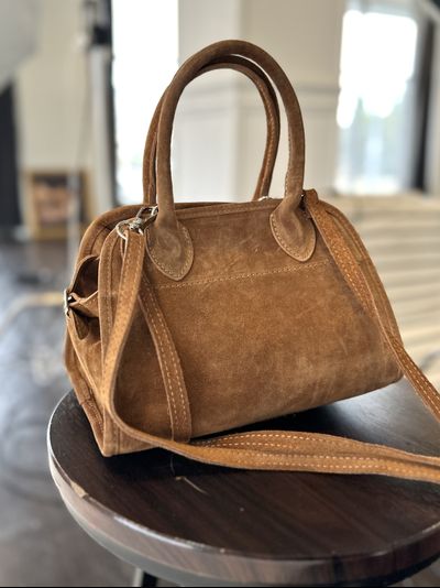 Женская маленькая сумочка из натуральной замши, рыжего цвета, Italy. Арт. 022618