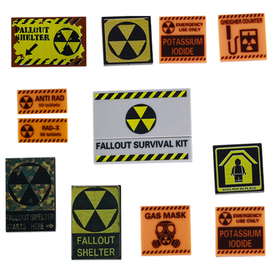Детали плакатов 13 штук из серии игр Сталкер и Метро 2033. Знаки радиации