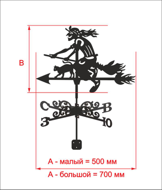 Флюгер на крышу "Бабка-Ежка"