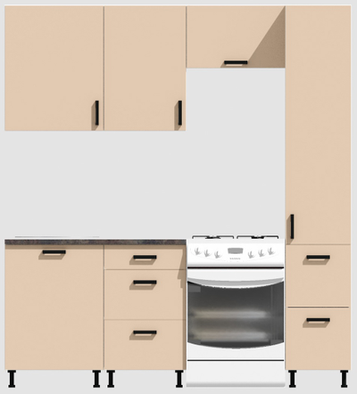 Кухня Эконом 1,5 метра с колонкой (1100х400) Цвет: Фон бежевый/Фон бежевый