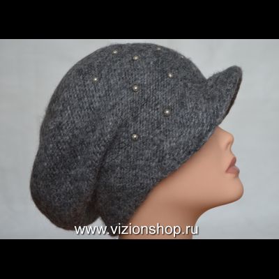 Кепка женская зимняя Vizio Италия 6108 темно - серая и шарф