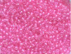Бисер китайский №8-204 прозрачный с внутренним розовым окрашиванием, 50 грамм