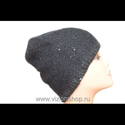 Черная шапка с пайетками Vizio Италия 6160 зима 2019