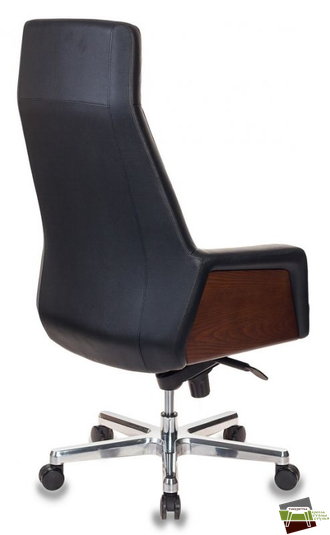 Кресло руководителя Бюрократ _Antonio черный кожа крестов. алюминий