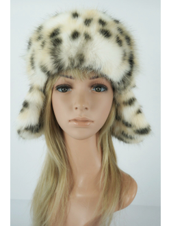 Ушанка "НОН-СТОП" пудра + рысь (со всех сторон)