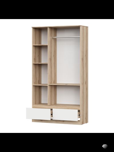 Брауни шкаф трехстворчатый (с ящиками) Дуб Делано/Белый