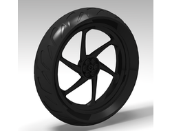 Wheel 107.1mm D. x 24mm Motorcycle with Black Tire 139mm D. x 37mm Motorcycle Racing Tread  71720 / 71722 , Black (71720c02)