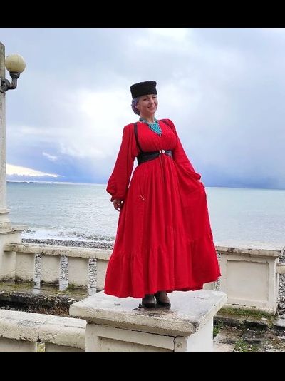 Платье ярусное из штапеля &quot;Душечка красное&quot;