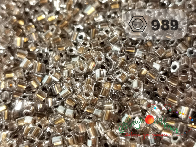 Toho Hexagon 11/0 - 5г - 989 Окрашенный изнутри хрусталь с внутренней позолотой