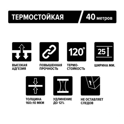 Маскирующая термостойкая лента 25мм x 40м 120 градусов (зелёный) Au-8225G/40