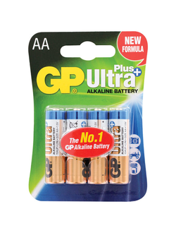 Батарейки GP Ultra Plus, AA (LR06, 15А), алкалиновые, комплект 4 шт., в блистере, 15AUP-2CR4