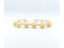 Браслет из посеребренного покрытия с янтарем