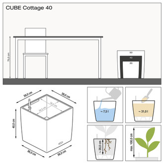 Кашпо с автополивом Lechuza Cube Cottage гранит плетеный (40 см)